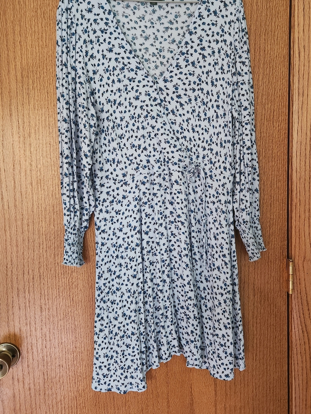 wild fable Light Blue Floral Top with Navy Accents